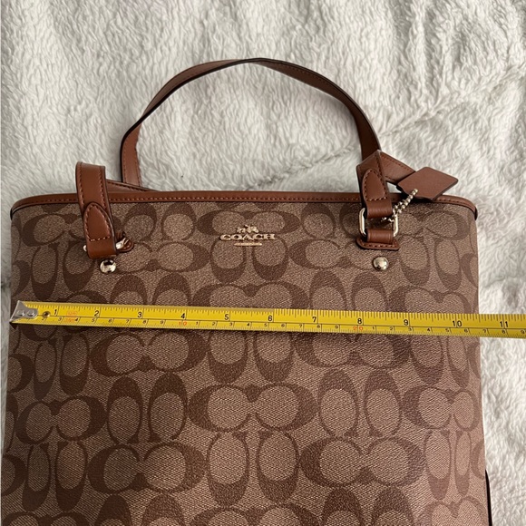 Coach Signature PVC Zip Top Tote - Khaki & Saddle - Picture 7 of 10
